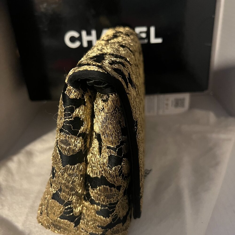 Rare 1989 S1. Vintage Chanel Gold Metallic Guipure Lace Bag. Lagerfeld Era NWOT - Picture 7 of 17